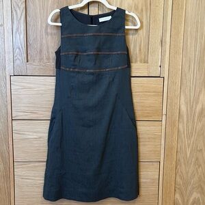 Tonet Italy Beaded Linen Shift Mini Dress Grey Size IT 40 US 4 Neutral Chic